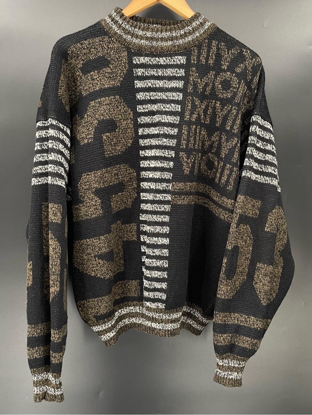Vintage 90s Y2K Grunge Ground Zero 90s
Roman Numbers Maximalist Sweater Size XL